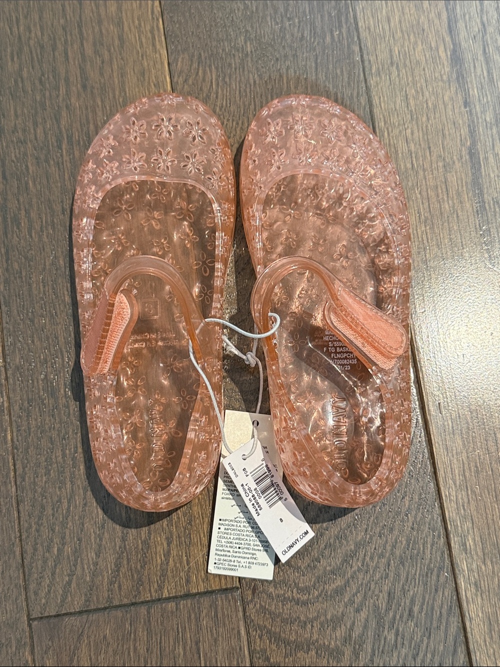 Pink Jelly Sandals with Floral Detail size 8